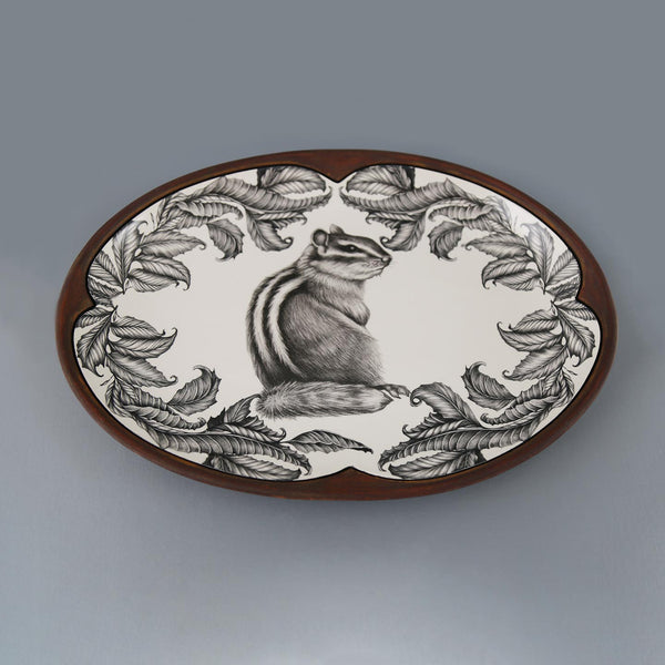 Laura Zindel Small Oval Platter / Chipmunk #3