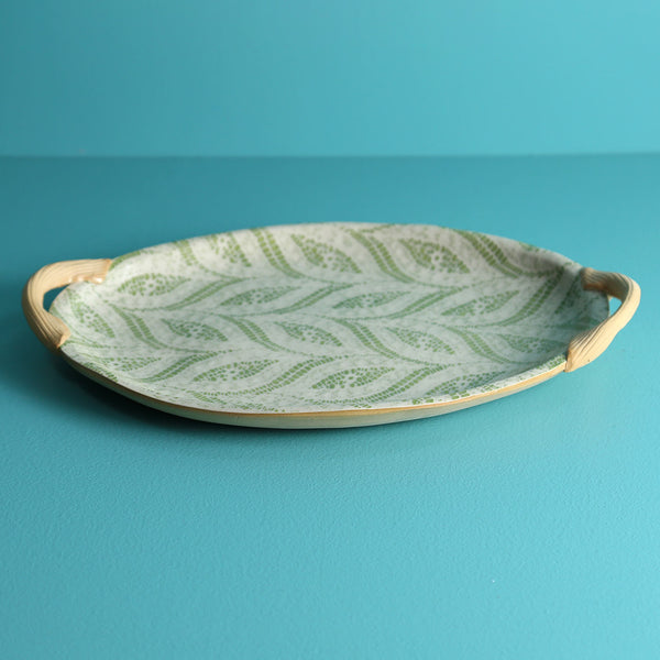 Terrafirma Handled Small Oval Platter / Paisley / Citrus