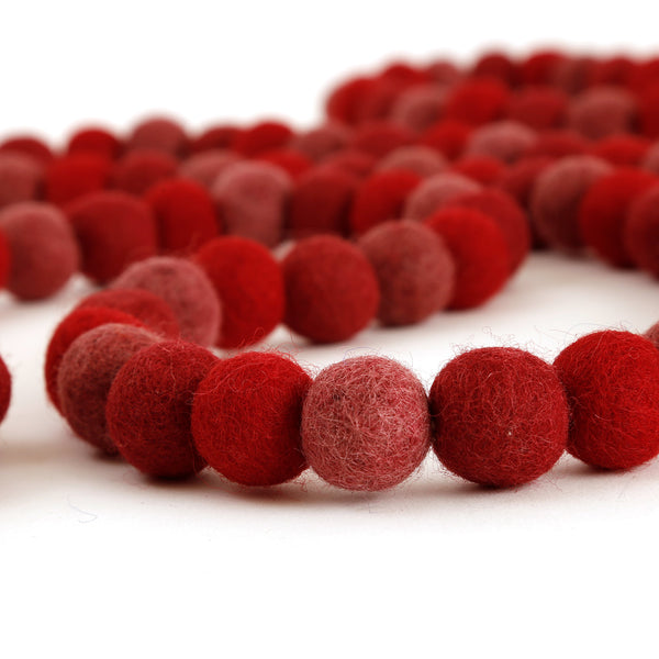 Wool Ball Garland / Cranberry