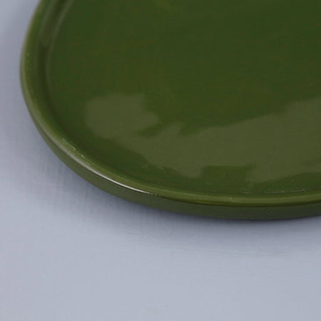 Oval Ceramic Serving Platter / Green