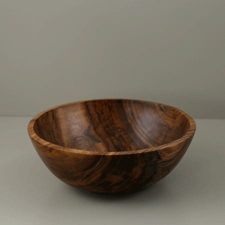 Hand Carved Large Walnut Wood Bowl