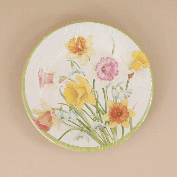 Caspari Paper Salad & Dessert Plates / Daffodil Waltz