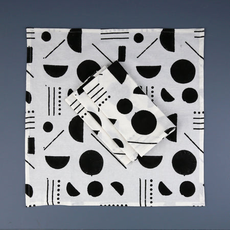 Domino Block Print Cotton Napkin 4pc Set
