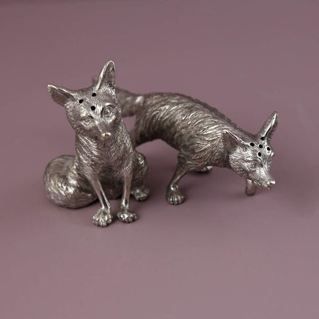 Pewter Salt & Pepper Shakers / Foxes