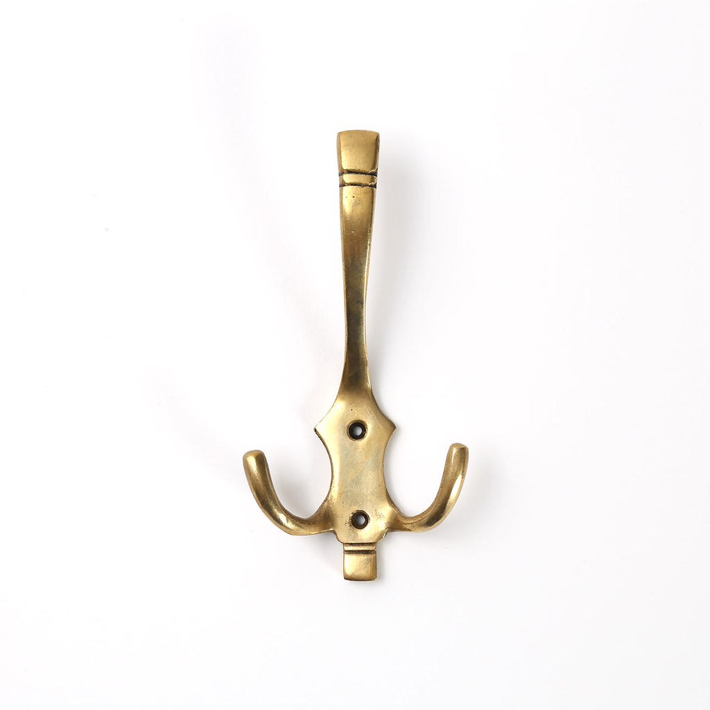 Brass Double Prong Coat Hook