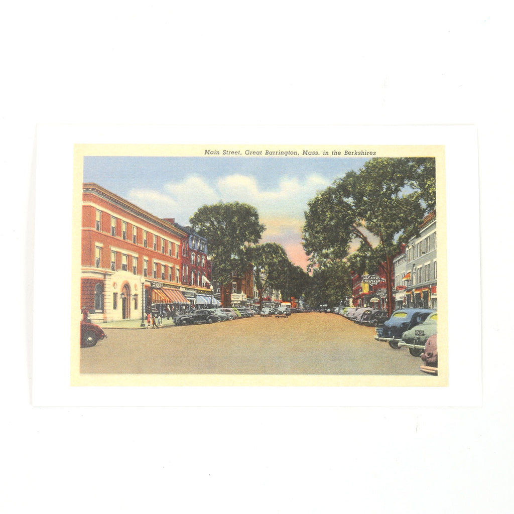 Vintage Style Berkshires Postcard / Main Street Great Barrington #1