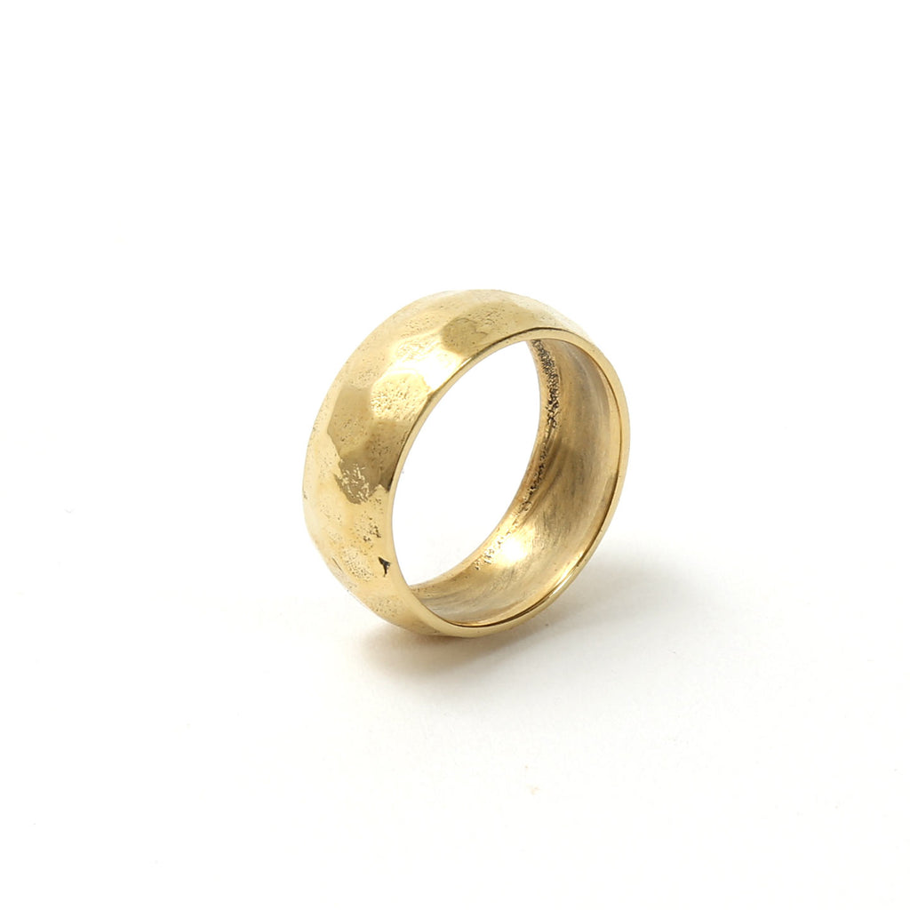 Hammered Brass Wide Band Ring