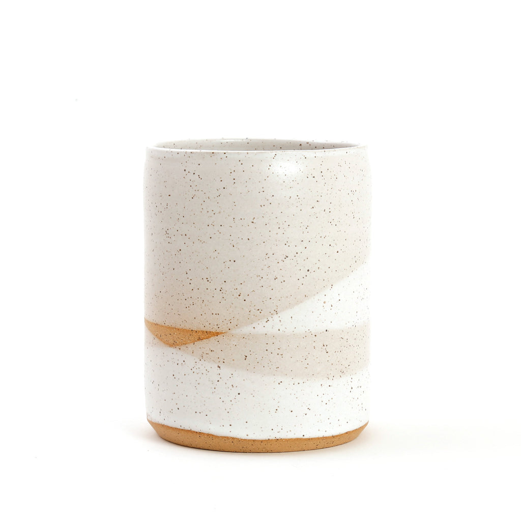 Handmade Ceramic Utensil Crock / Speckled White