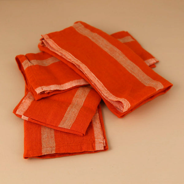 Laundered Linen Napkin Set / Orange Natural