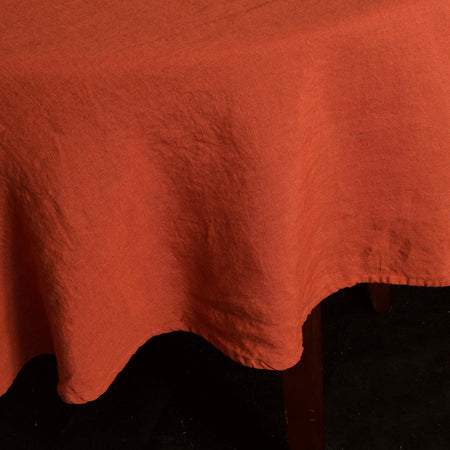 Stonewashed Linen Tablecloth / 65" Round Brick
