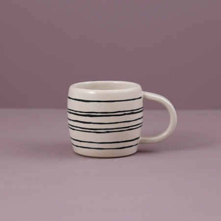 Handmade Espresso Mug / White Lines