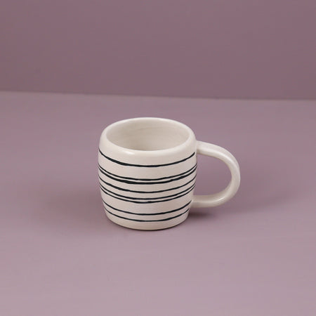 Handmade Espresso Mug / White Lines