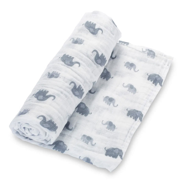 Cotton Muslin Swaddle Blanket / Elephant