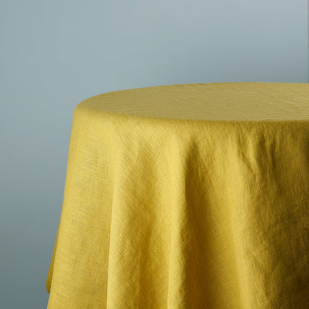 79" Round Linen Tablecloth / Moss Yellow