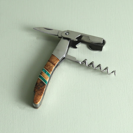 Spalted Beech with Malachite Inlay Corkscrew