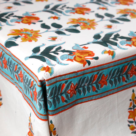Marigold Block Print Cotton Tablecloth