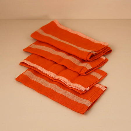 Laundered Linen Napkin Set / Orange Natural