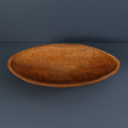 19" Hand Carved Oval Wood Bowl