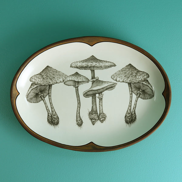 Laura Zindel Small Oval Platter / Parasol Mushroom