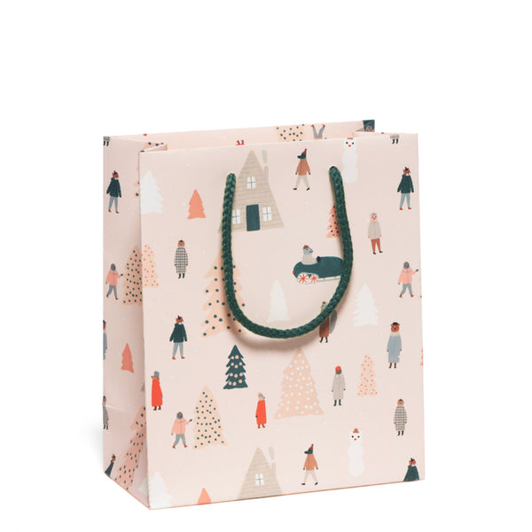 Holiday Designer Gift Bag / Pink Trees