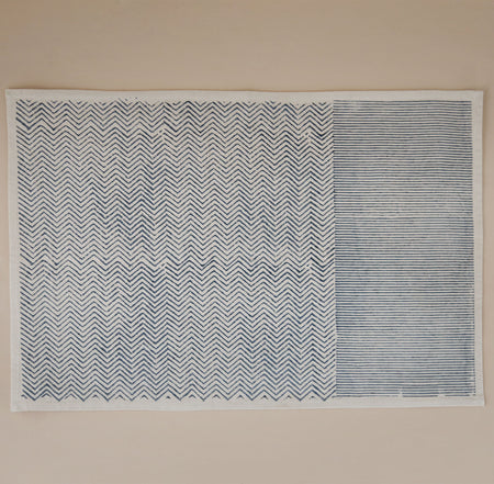 Cotton Block Print Placemat / Aspen Blue