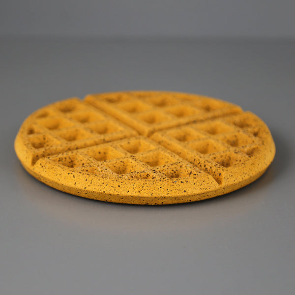 Waffle Cast Concrete Trivet / Marigold Terrazzo