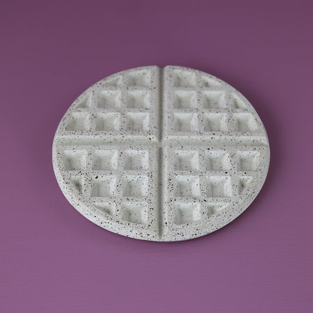 Waffle Cast Concrete Trivet / White Terrazzo