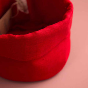 Linen Bread Basket / Red