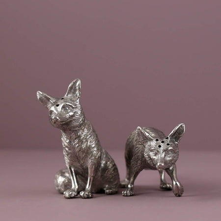 Pewter Salt & Pepper Shakers / Foxes