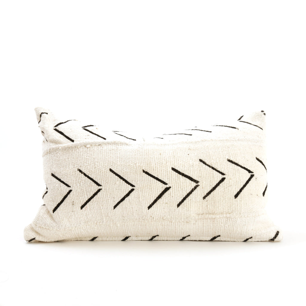 Authentic Mud Cloth Pillow / White