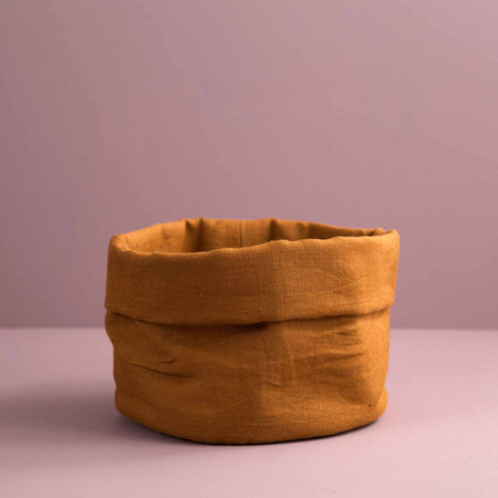 Linen Bread Basket / Amber
